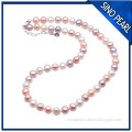AA 6-7MM fresh water pearl color silver pearl pendant necklace